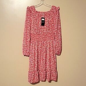 Alice CO‎ Knee Length 3/4 Sleeve Red Floral Dress Womens Size Large NWT